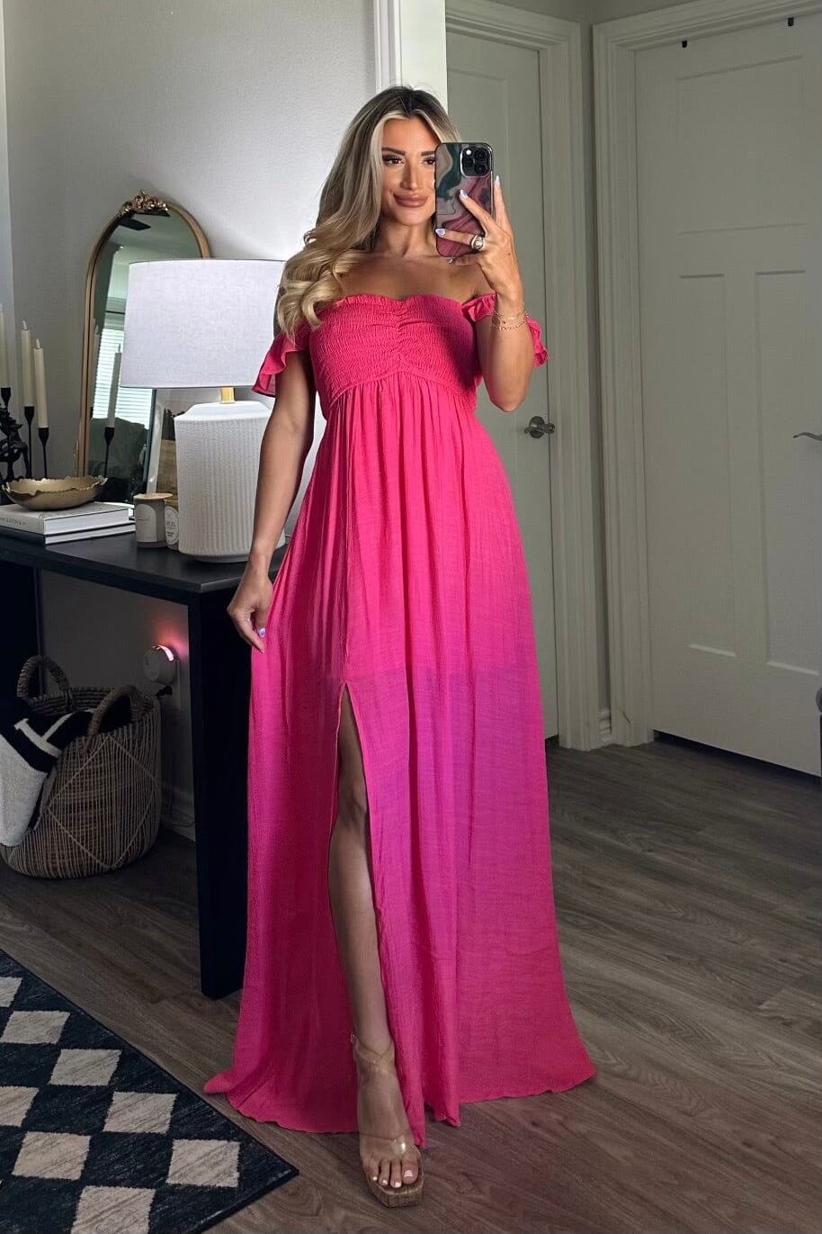 Bella and Bloom Boutique - Charlotte Smocked Maxi Dress: Fuchsia 3XL / Fuchsia Bella and Bloom Boutique - Charlotte Smocked Maxi Dress: Fuchsia 3XL / Fuchsia