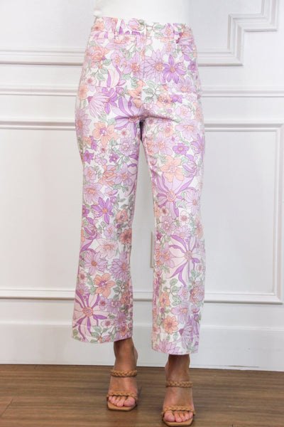 Floral Fantasy Pants: Lavender/White Multi - Bella and Bloom Boutique