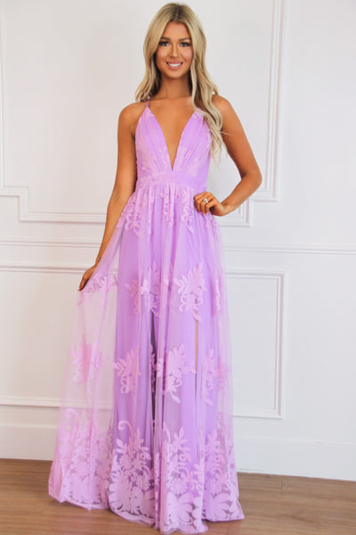 Here Comes the Bride Maxi Dress: Lavender - Bella and Bloom Boutique