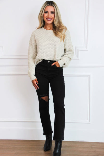 Textured Bliss Sweater: Beige - Bella and Bloom Boutique