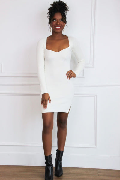 Nothing Personal Sweater Dress: Ivory - Bella and Bloom Boutique