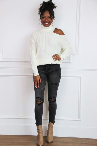 Illicit Affairs Cutout Sweater: Ivory - Bella and Bloom Boutique