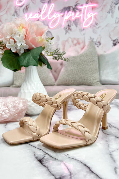 Catia Braided Heels: Nude - Bella and Bloom Boutique