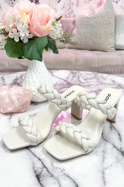 Found Your Love Braided Block Heels: Bone White - Bella and Bloom Boutique