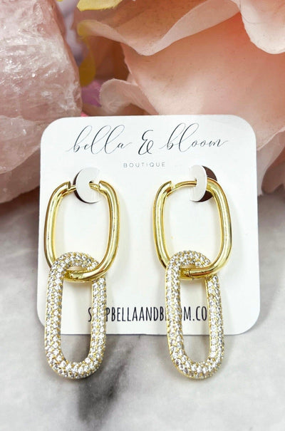Chained to You Embellished Earrings: Gold - Bella and Bloom Boutique