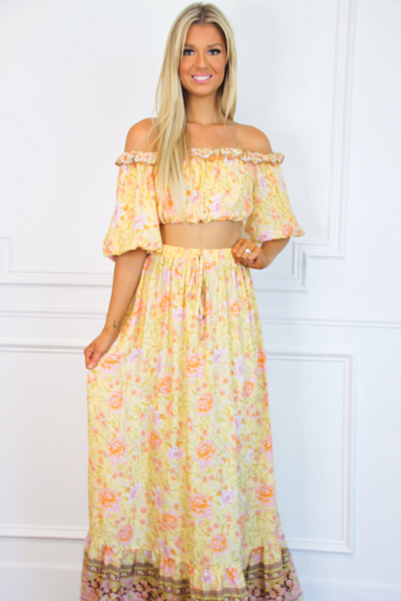 Feels Like Summer Two Piece Set: Yellow Multi - Bella and Bloom Boutique