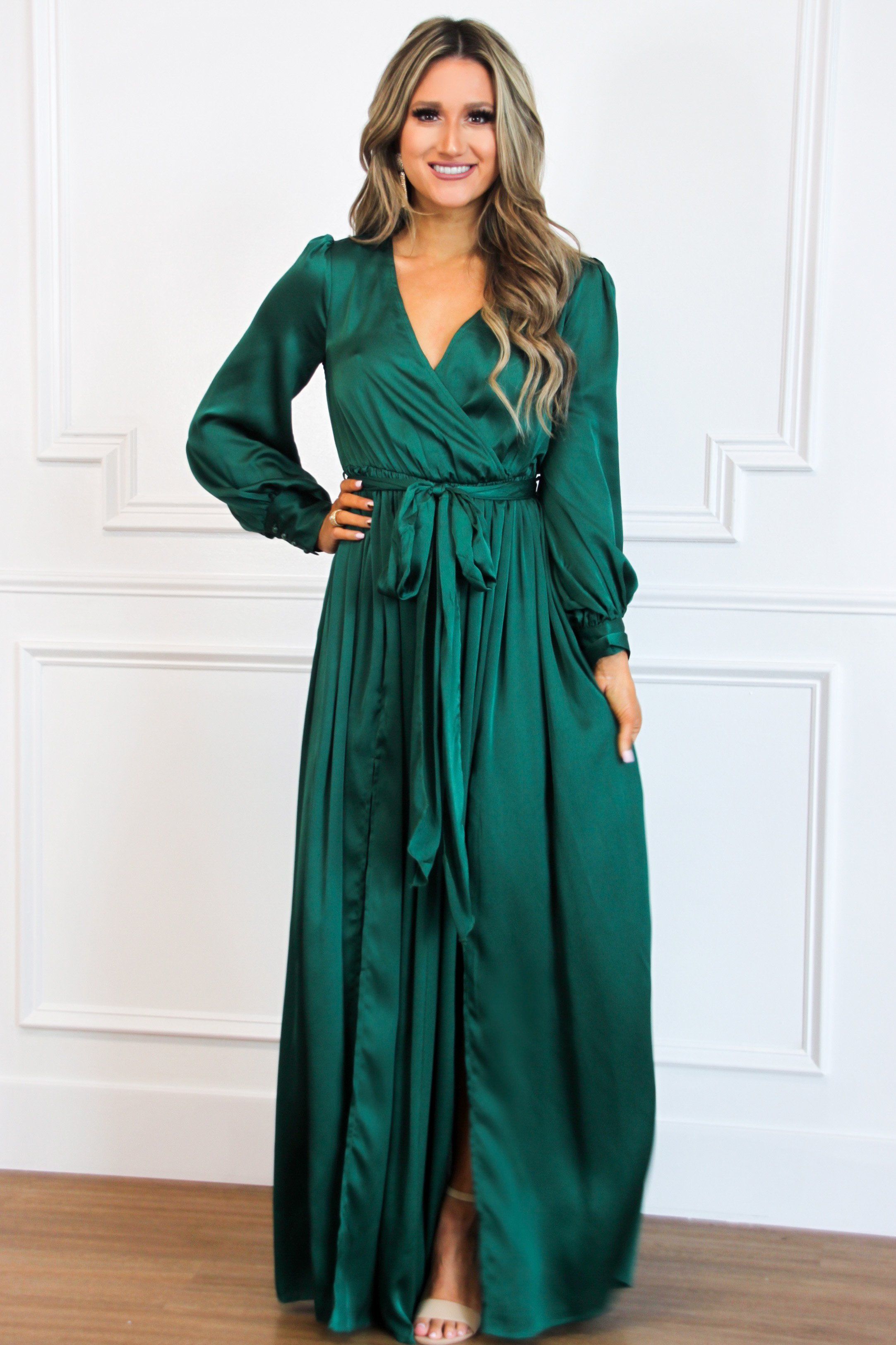 Green winter dress on sale