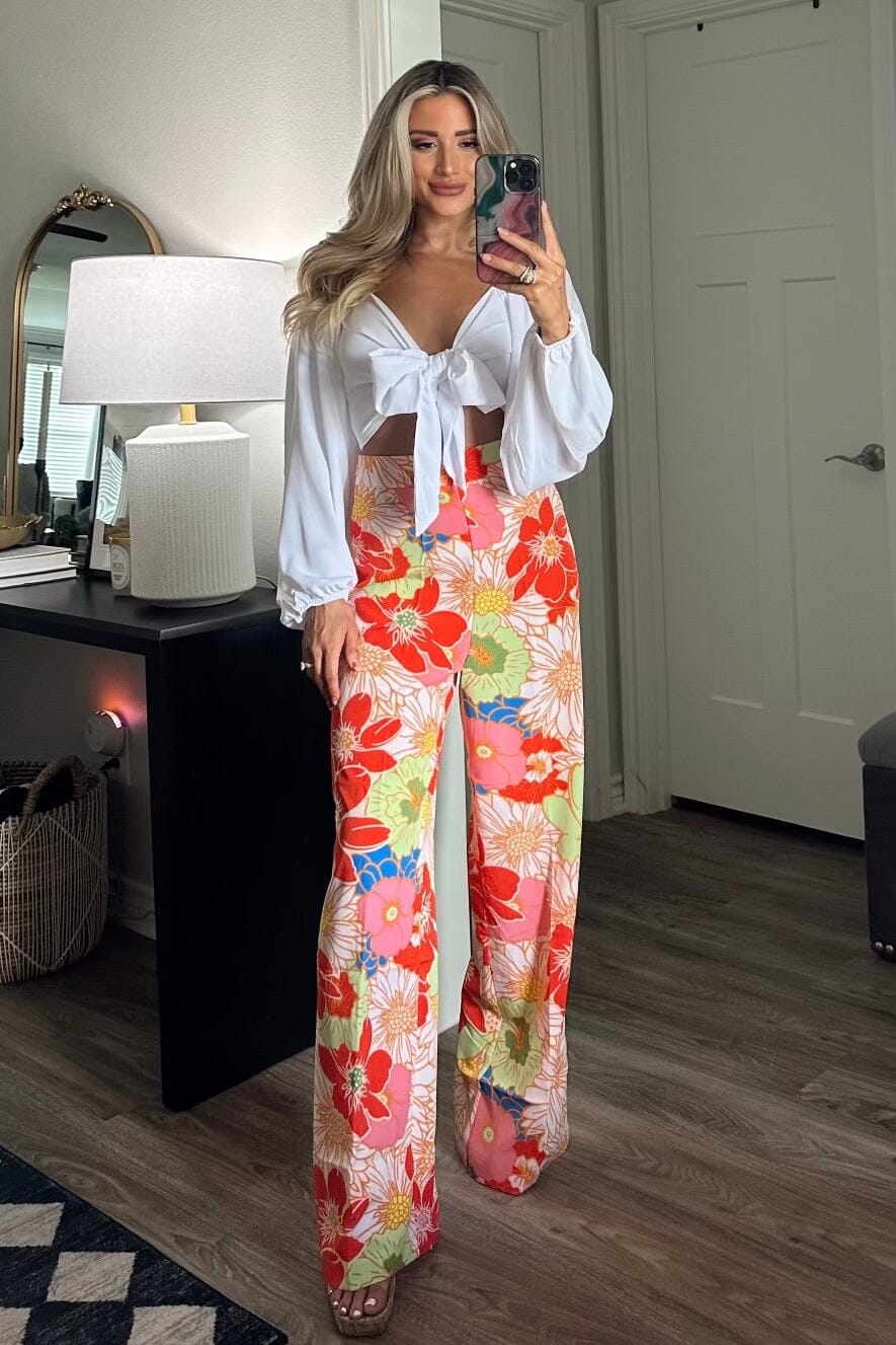 Fun in the Sun Pants: Rainbow Floral Multi - Bella and Bloom Boutique