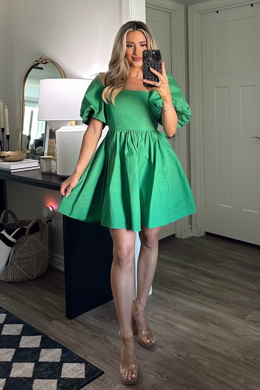 Unmistakeable Feeling Babydoll Dress: Kelly Green - Bella and Bloom Boutique