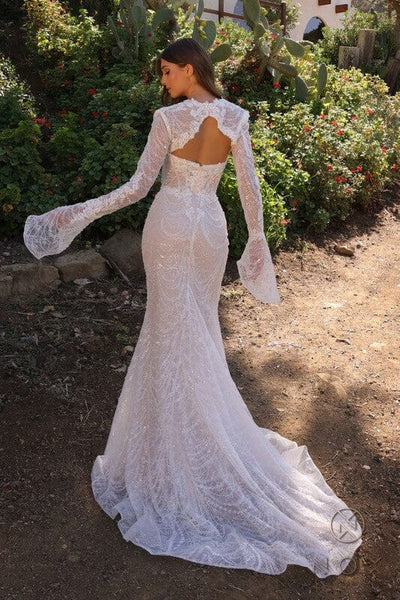 Winslet Embellished Detachable Long Sleeve Wedding Dress: White/Nude - Bella and Bloom Boutique