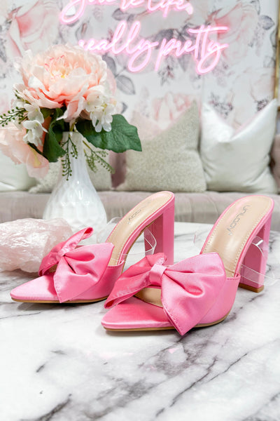 Christal Bow Heels: Pink - Bella and Bloom Boutique