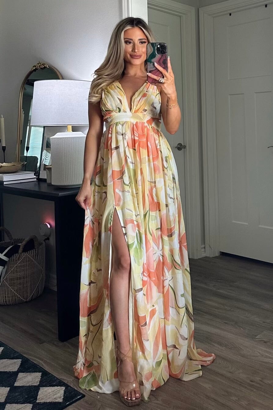 Head in the Clouds Maxi Dress: Yellow Multi - Bella and Bloom Boutique