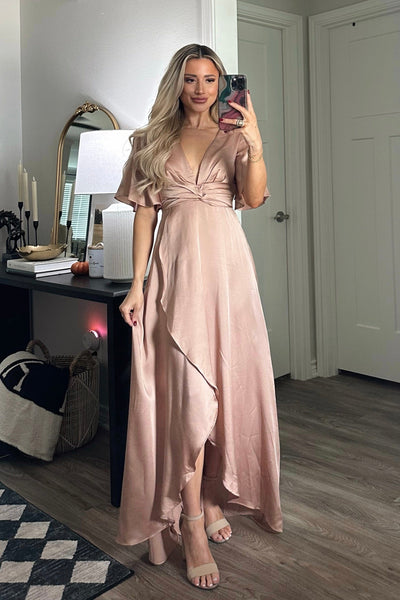 Before You Go Maxi Dress: Rose Gold - Bella and Bloom Boutique