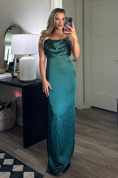 Stand by You Satin Maxi Dress: Emerald - Bella and Bloom Boutique