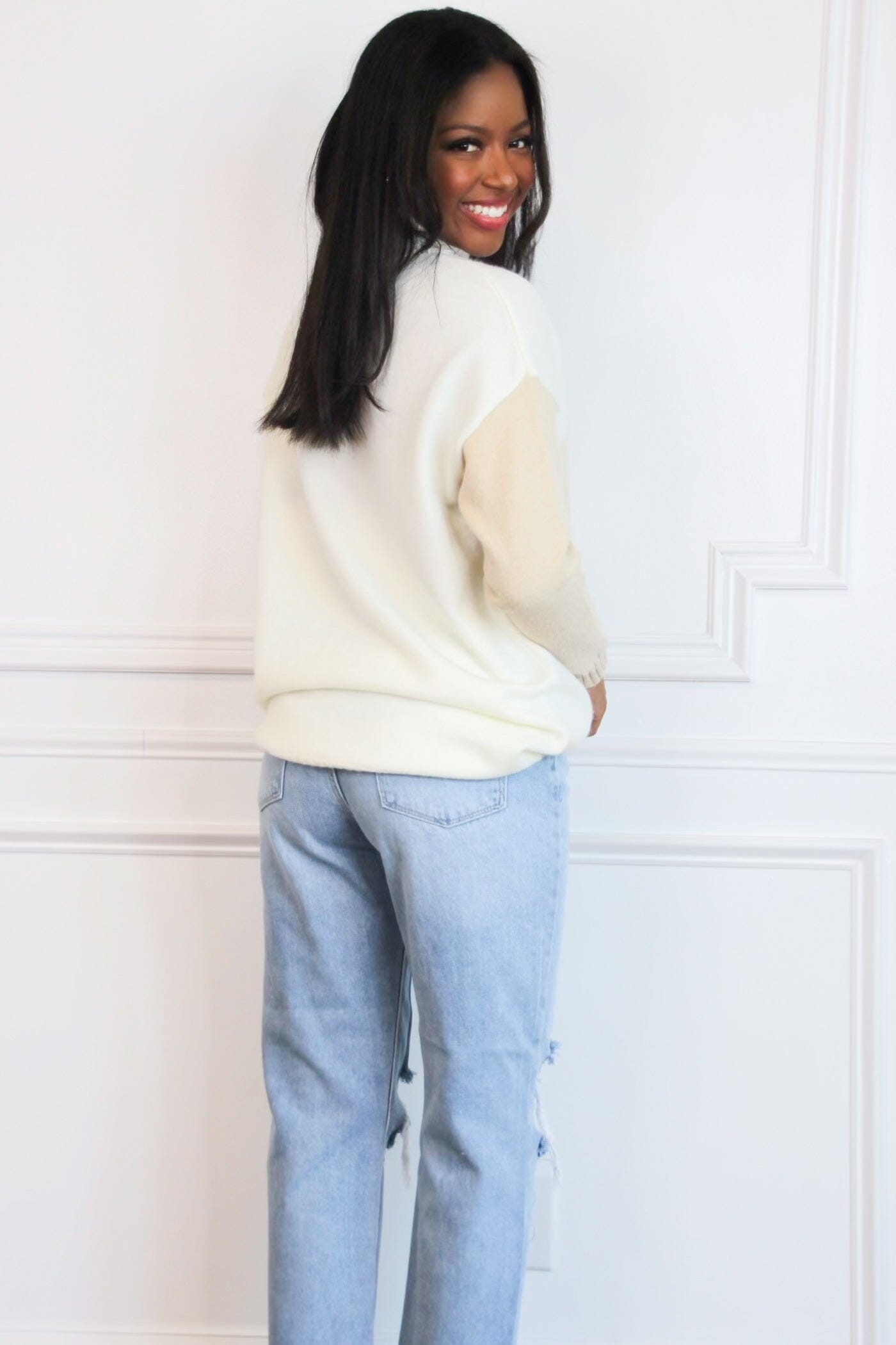 Born With It Colorblock Sweater: Cream Multi - Bella and Bloom Boutique