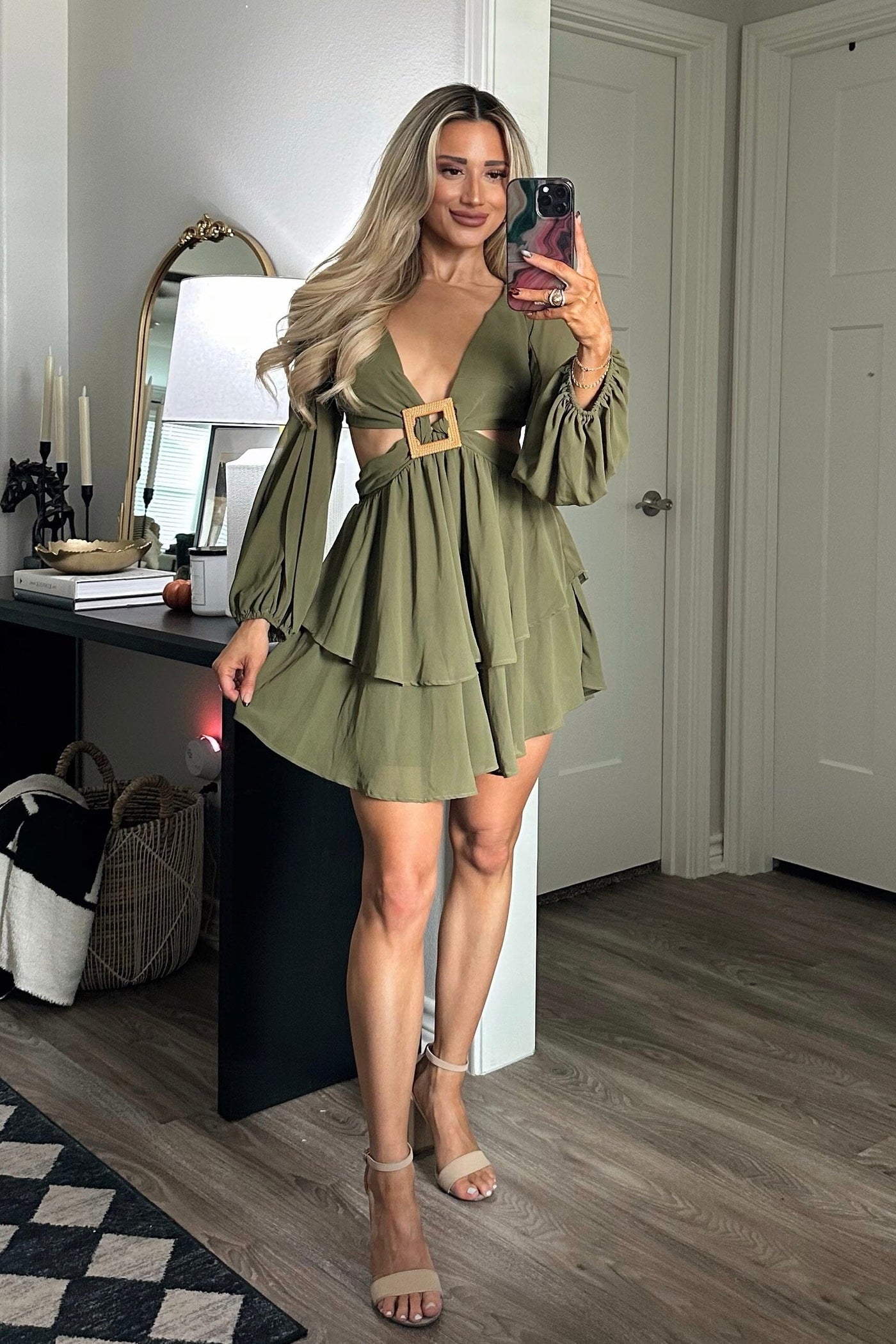 Lessons in Love Cutout Dress: Olive - Bella and Bloom Boutique