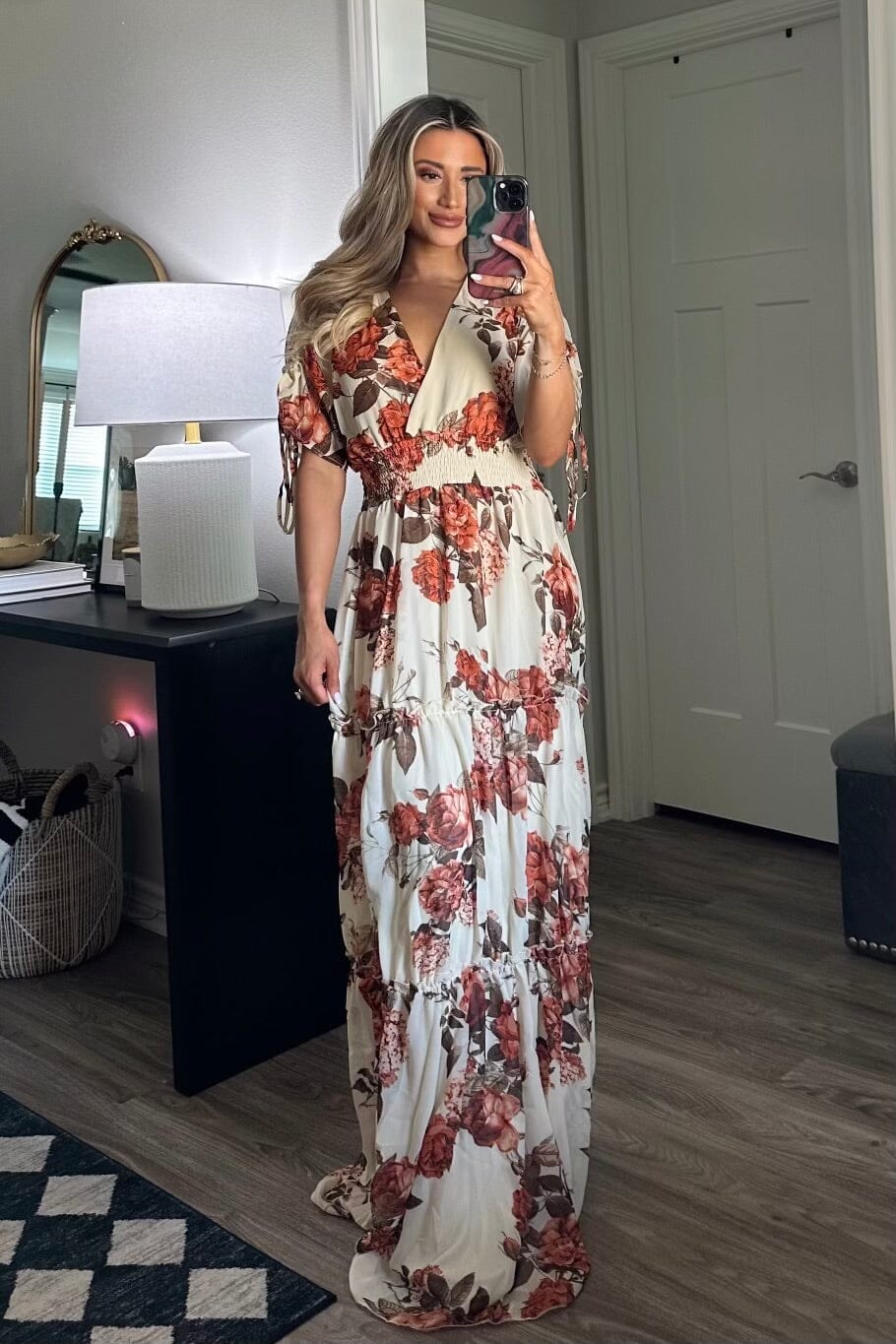 Fall Florals Maxi Dress: Cream Multi - Bella and Bloom Boutique