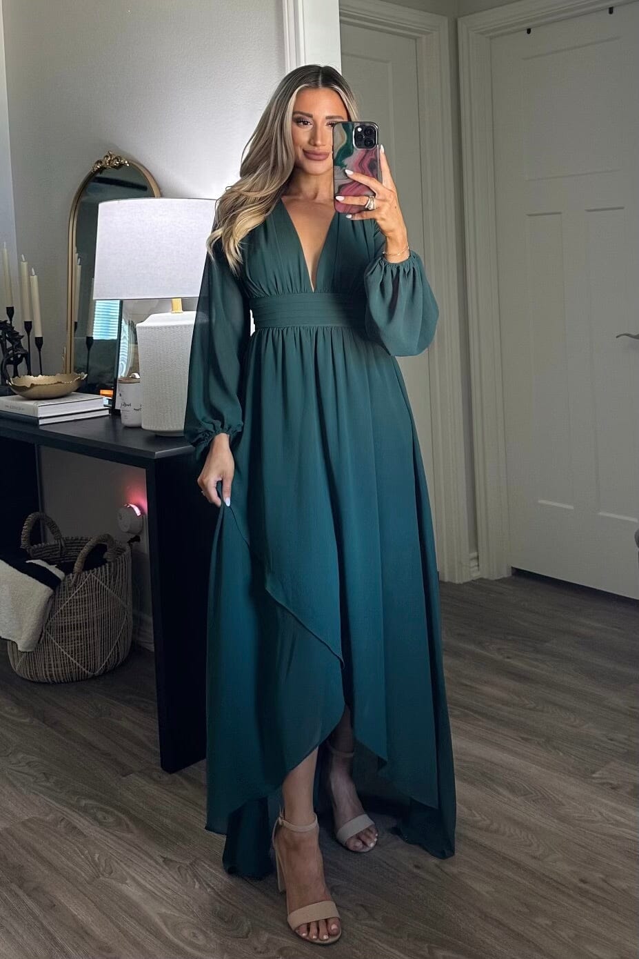 Hidden Gems High Low Maxi Dress: Emerald Green - Bella and Bloom Boutique