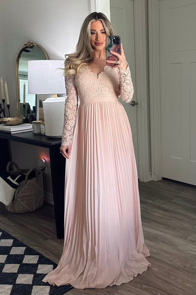 Spring Pleats Maxi Dress: Light Pink - Bella and Bloom Boutique