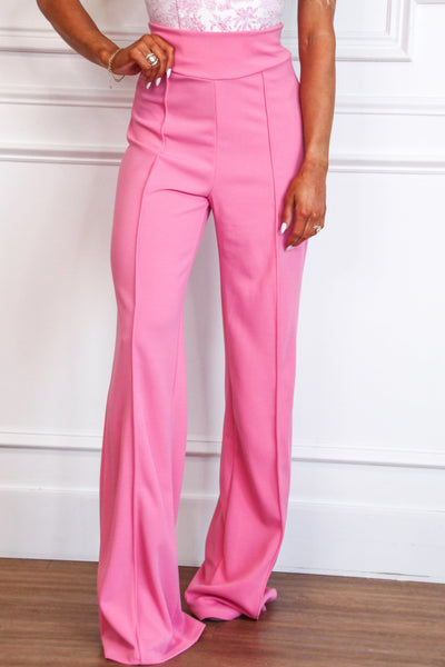 Trending Times High Waisted Pants: Barbie Pink - Bella and Bloom Boutique