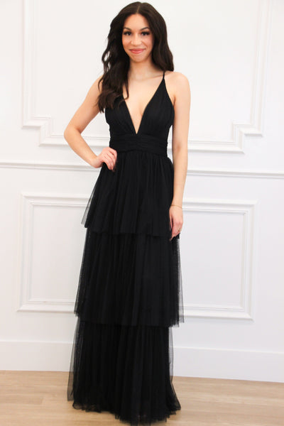 Precious Love Tiered Maxi Dress: Black - Bella and Bloom Boutique