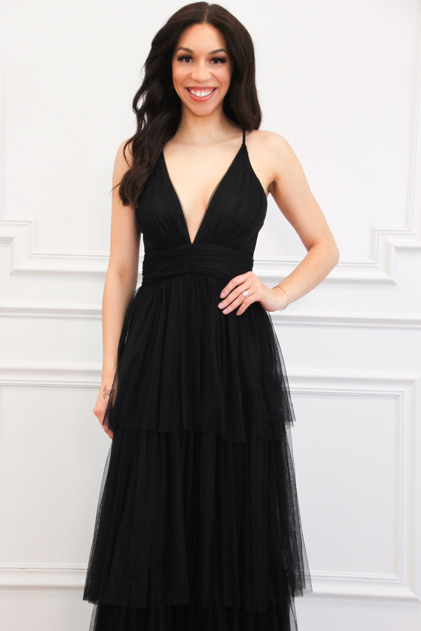 Precious Love Tiered Maxi Dress: Black - Bella and Bloom Boutique