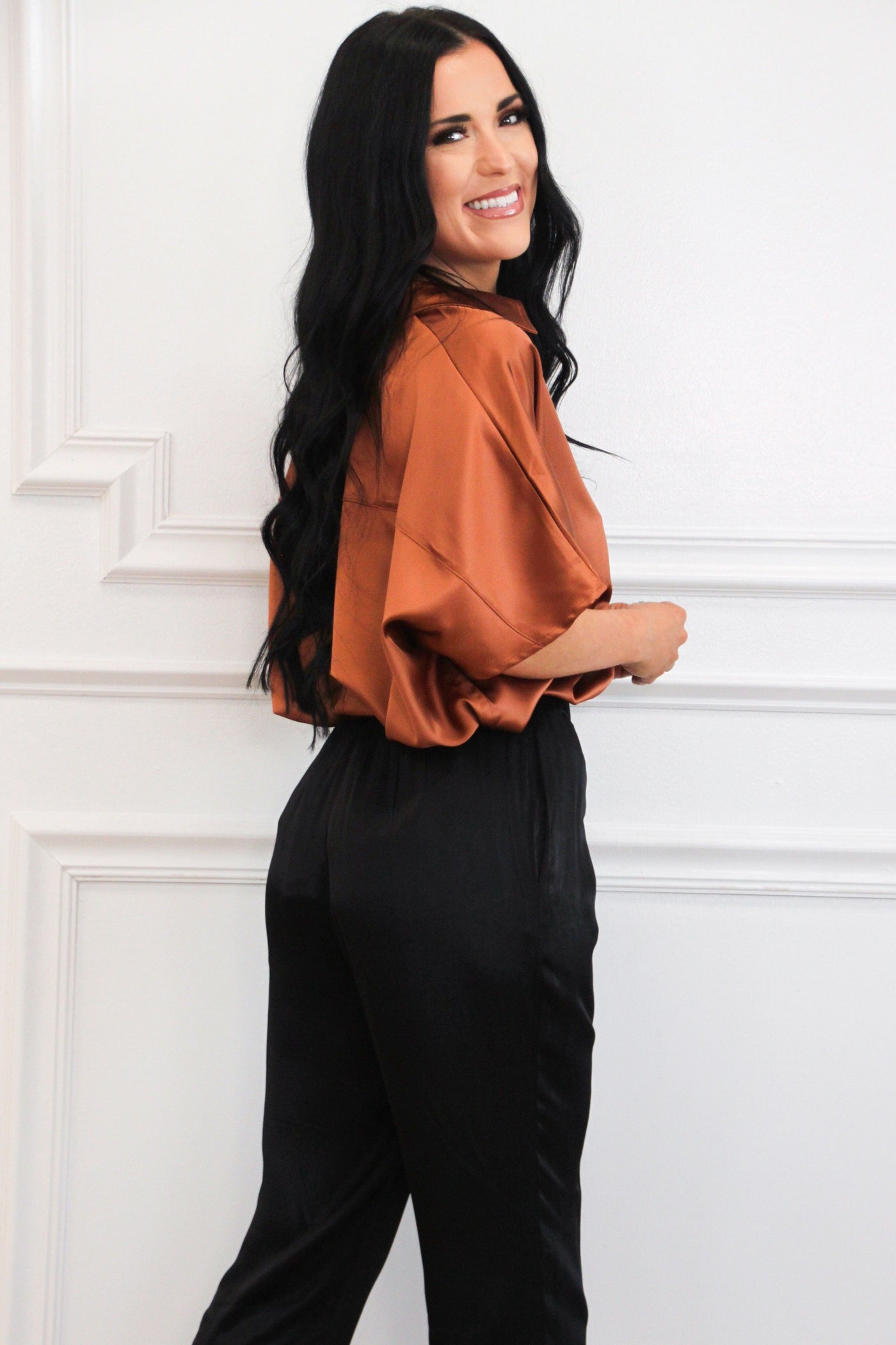 Kamie Satin Top: Cocoa Bottoms Bella and Bloom Boutique 