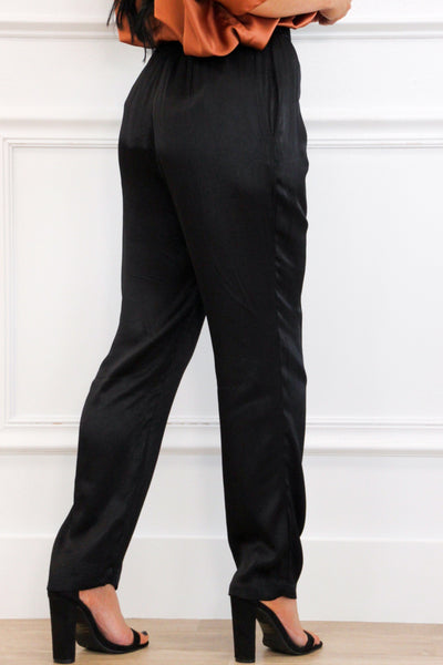 Vita High Waisted Satin Pants: Black Bottoms Bella and Bloom Boutique 