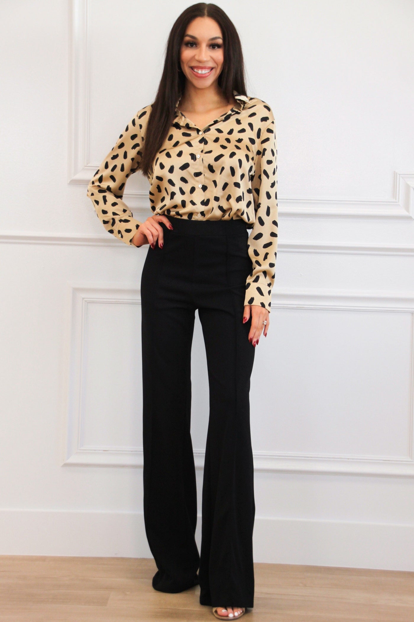 Refined Moment High Waisted Pants: Black Bottoms Bella and Bloom Boutique 