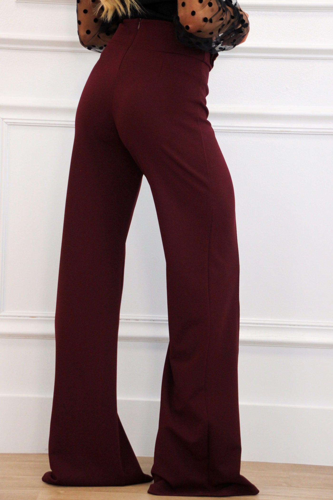 Corporate Chic High Waisted Pants: Wine Bottoms Bella and Bloom Boutique 