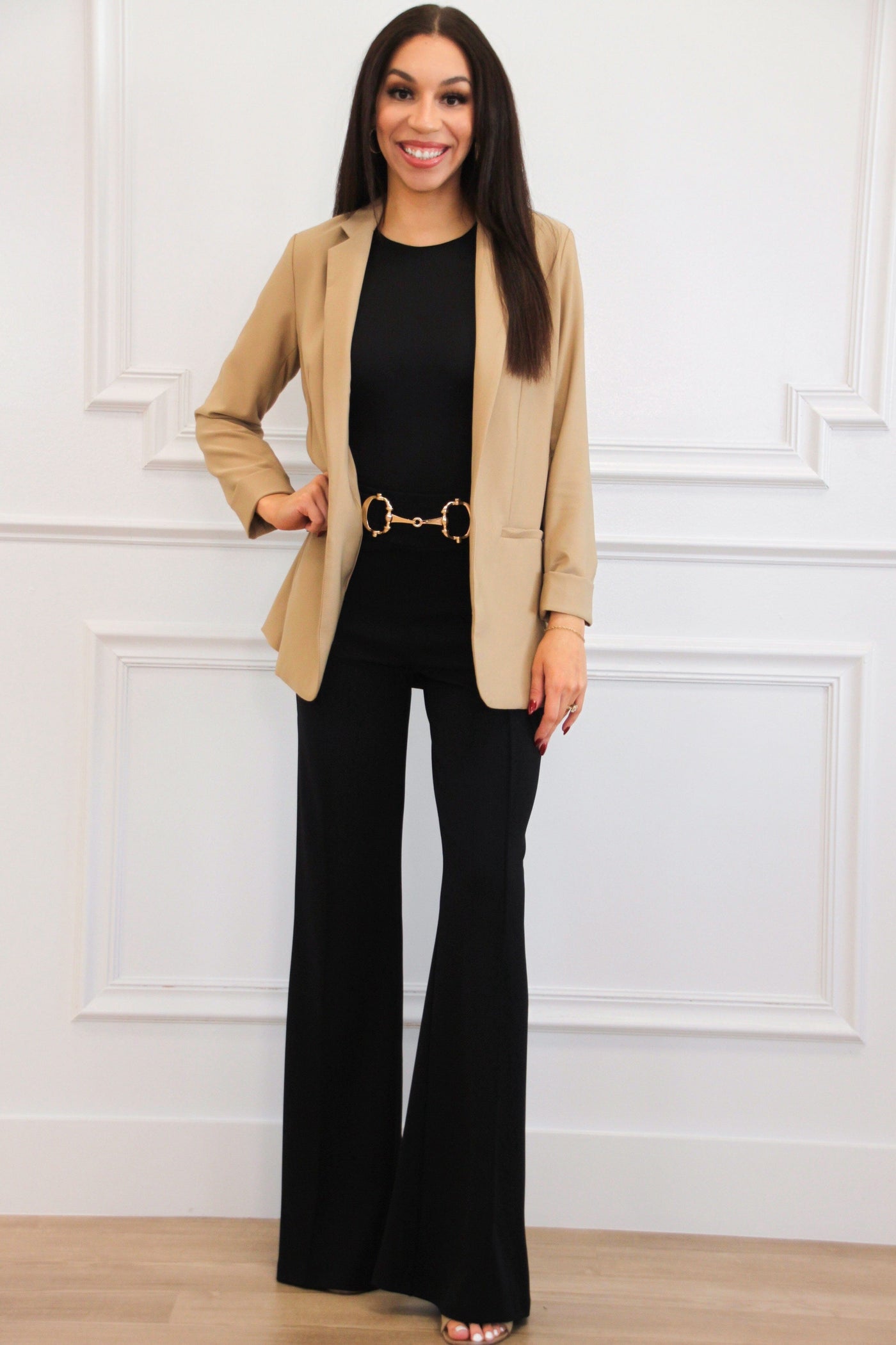 Back to Business Blazer: Taupe Bottoms Bella and Bloom Boutique 