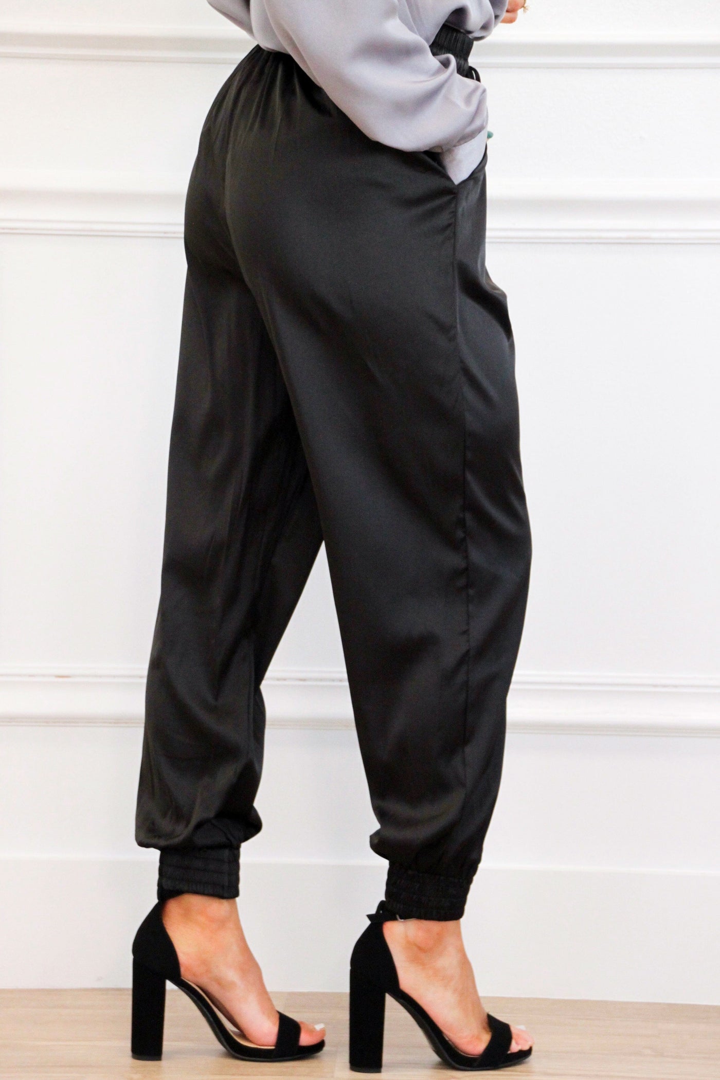 Satin Joggers Black Jogger Dress Pants Womens Cool Girl Satin Joggers: Black Bella And Bloom Boutique Satin Joggers Black Jogger Dress Pants Womens Cool Girl Satin Joggers: Black Bella And Bloom Boutique