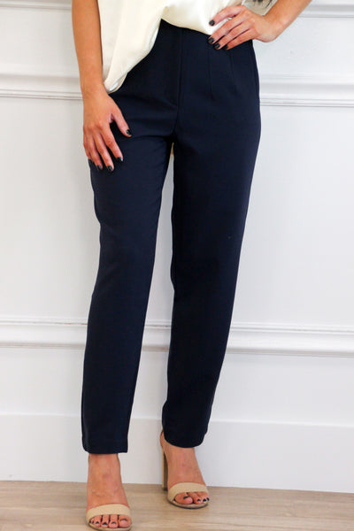 Take the Lead High Waisted Pants: Navy Bottoms Bella and Bloom Boutique 