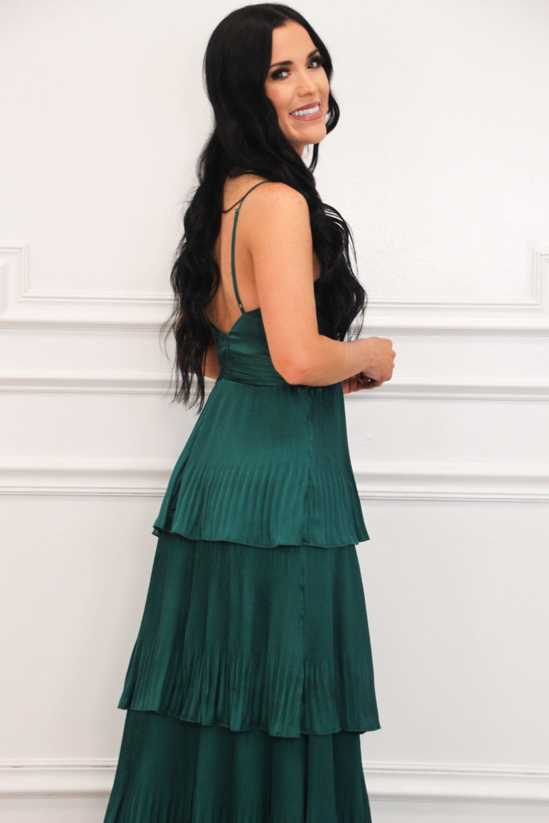 slim fit dress slacks Baudelaire Swing Dress in Hunter Green main image 0