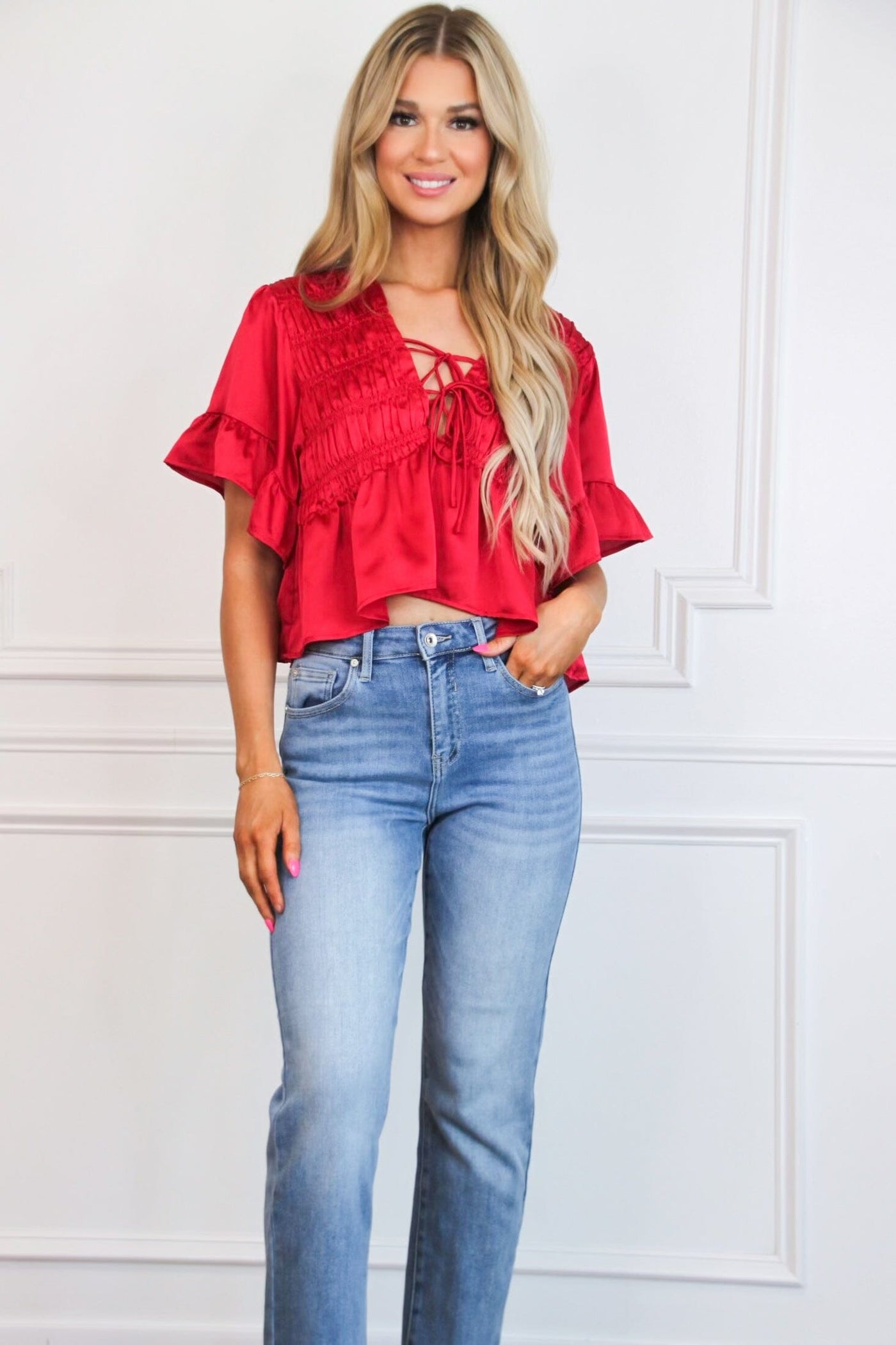 Mattie High Rise Mom Straight Denim: Medium Wash - Bella and Bloom Boutique