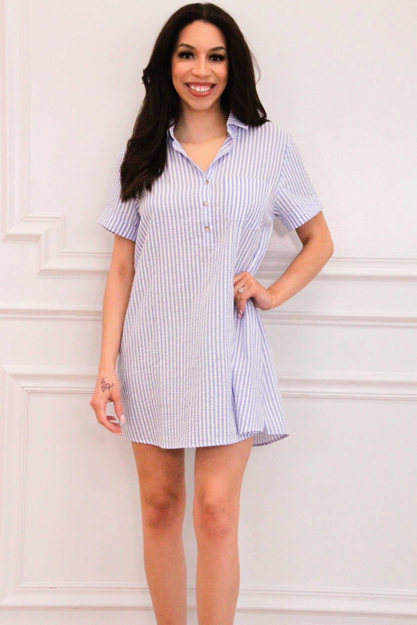 Bella and Bloom Boutique - Summer Love Cotton Gauze Shirt Dress: Pink Bella and Bloom Boutique - Summer Love Cotton Gauze Shirt Dress: Pink
