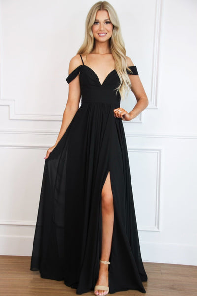 Heaven Sent Chiffon Maxi Dress: Black - Bella and Bloom Boutique