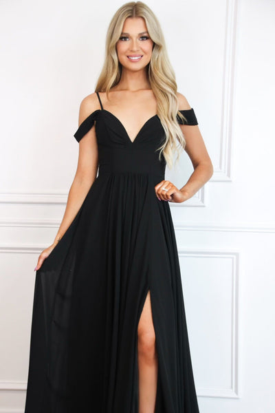 Heaven Sent Chiffon Maxi Dress: Black - Bella and Bloom Boutique