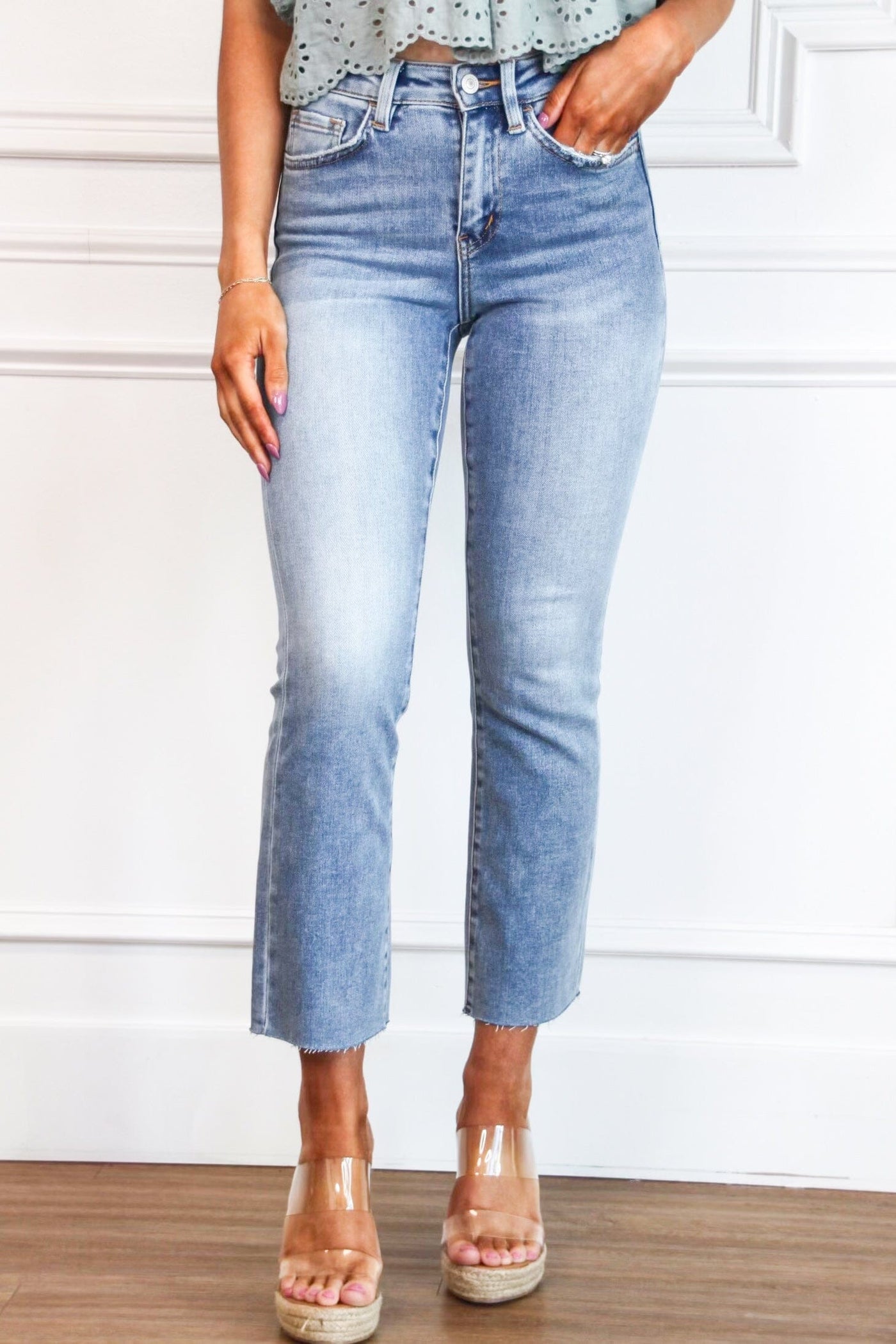 Tobey High Rise Denim: Light Wash - Bella and Bloom Boutique