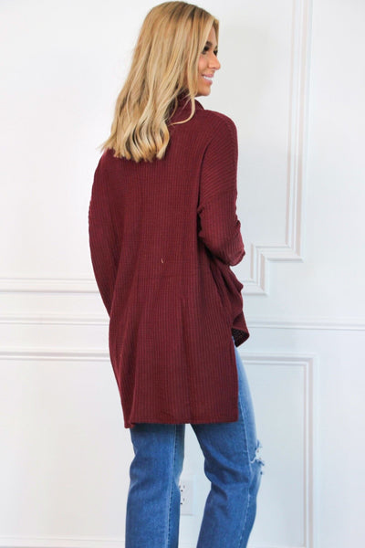 Plain and Simple Oversized Thermal Top: Dark Burgundy - Bella and Bloom Boutique