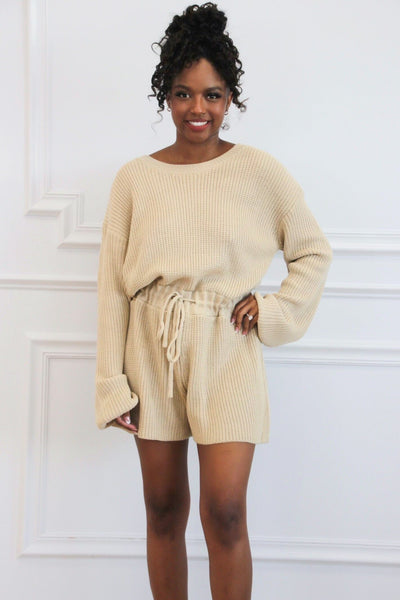 Fall Casual Sweater Romper: Taupe - Bella and Bloom Boutique