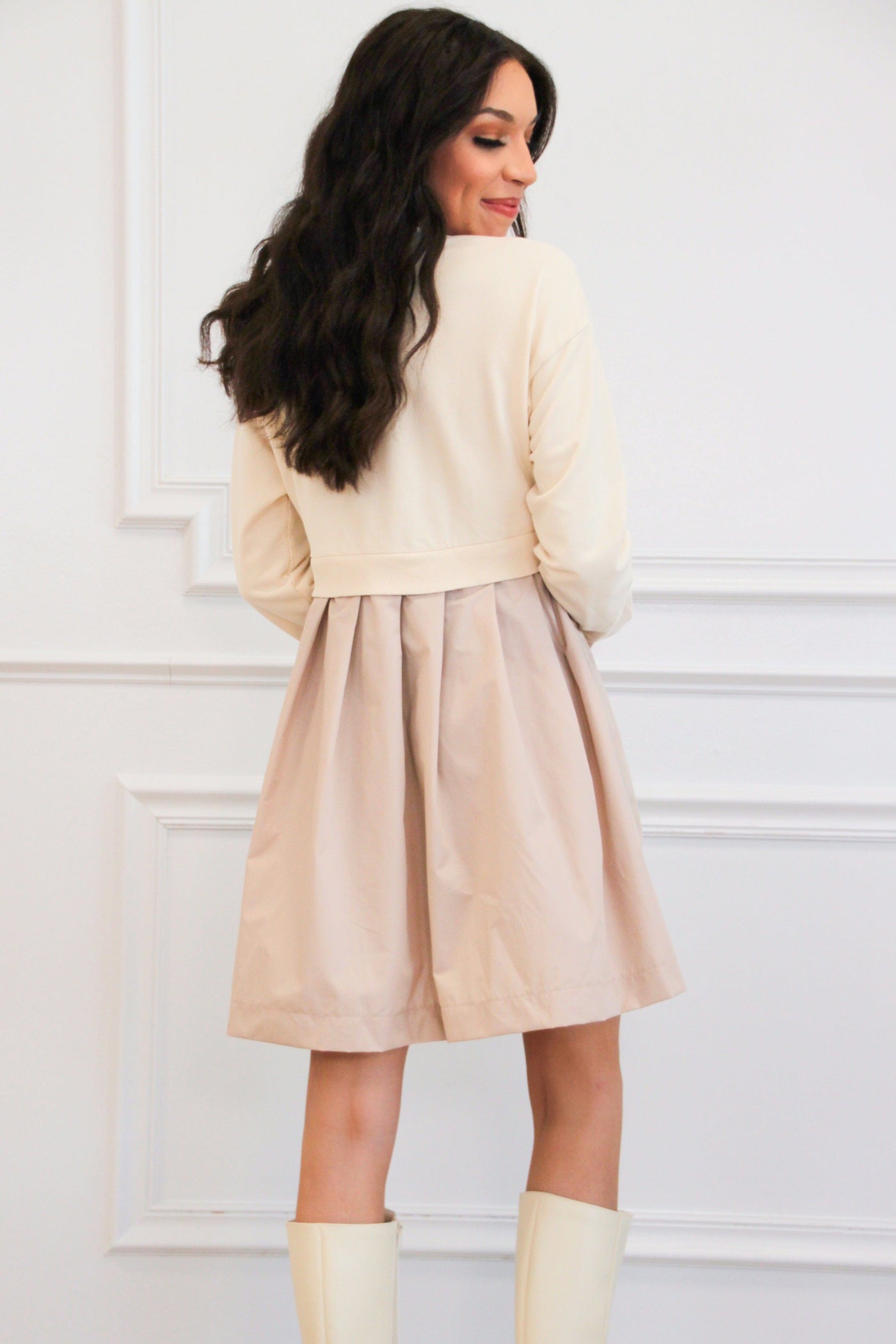 Tucker Layered Dress: Taupe - Bella and Bloom Boutique