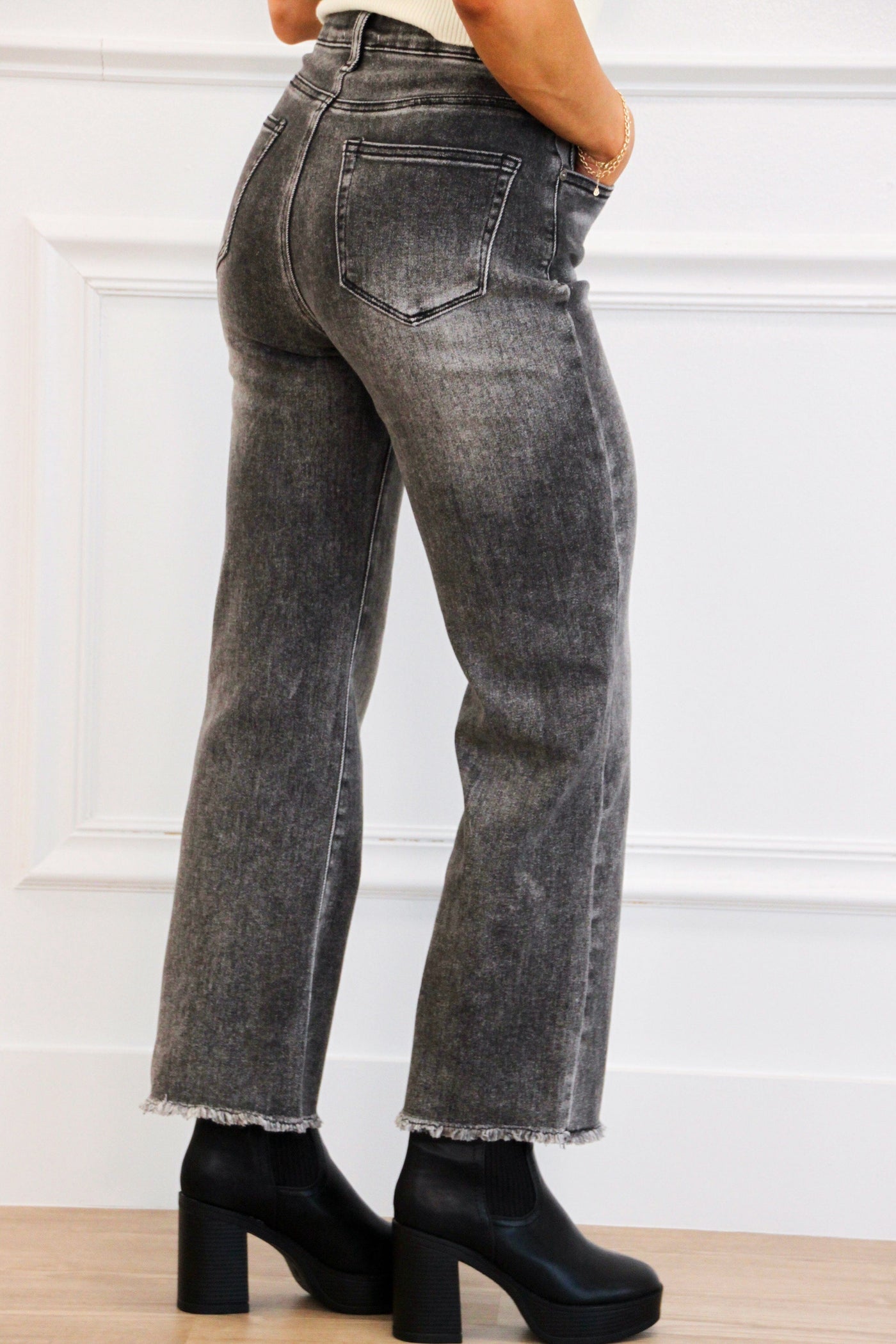 Marcos High Rise Tummy Control Denim: Washed Black - Bella and Bloom Boutique