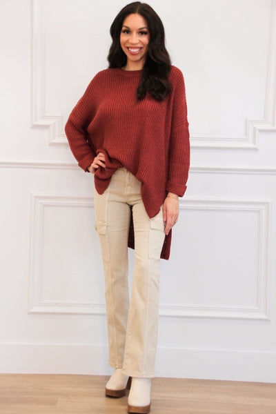 Perfect Oversized Sweater: Rust - Bella and Bloom Boutique