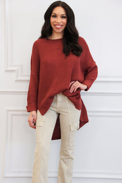 Perfect Oversized Sweater: Rust - Bella and Bloom Boutique