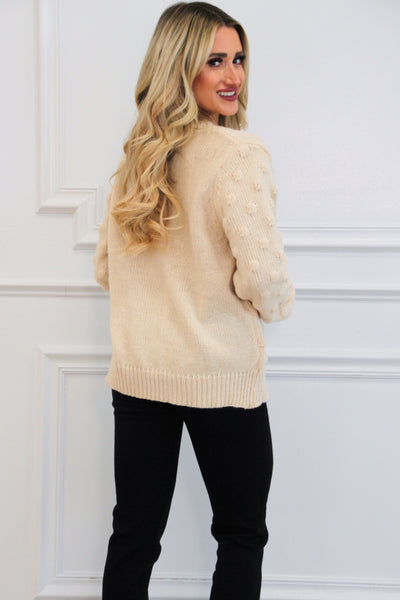 Sweet Darling Bow Textured Sweater: Oatmeal - Bella and Bloom Boutique