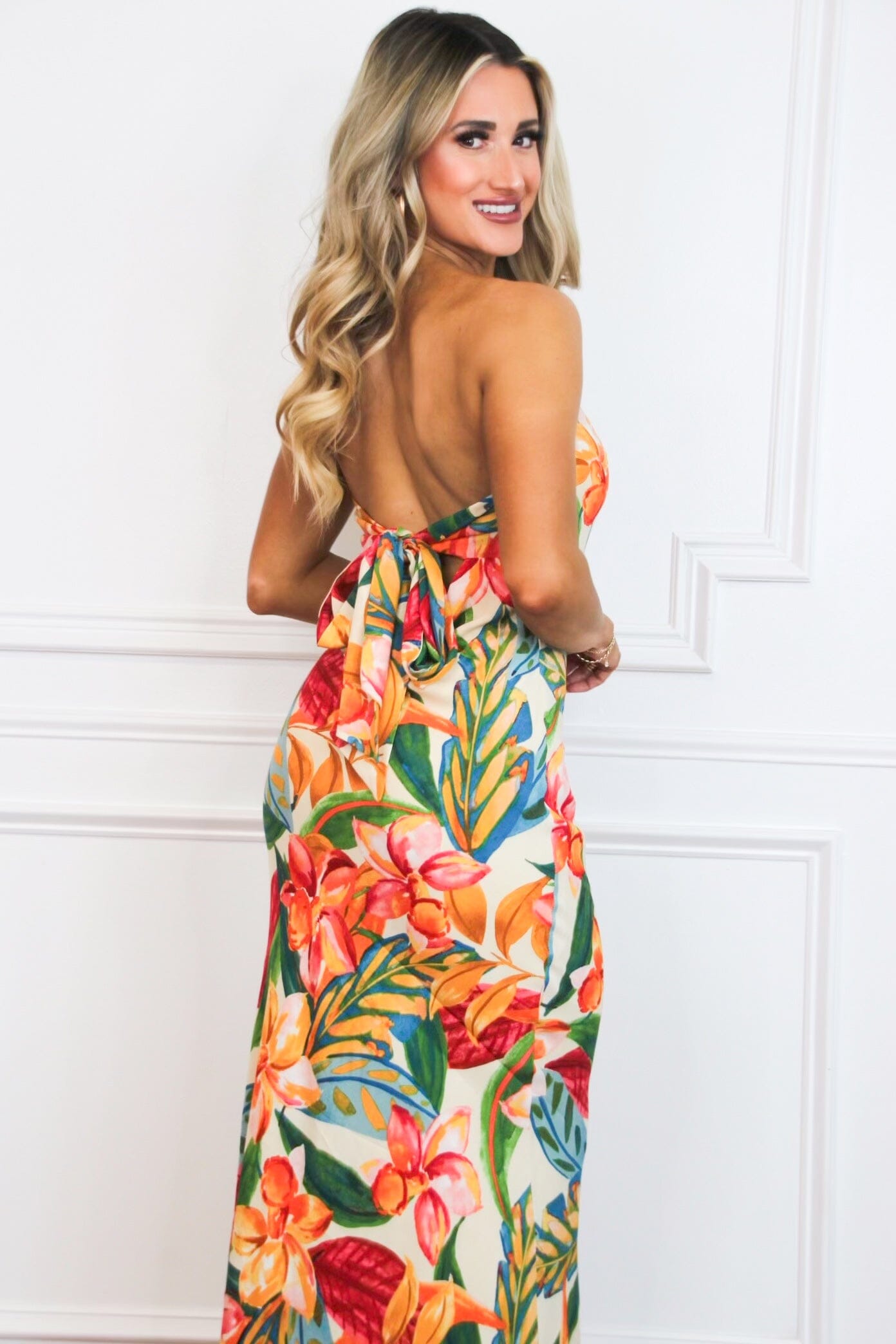 Morgan Strapless Floral Maxi Dress: Botanical Garden Multi - Bella and Bloom Boutique