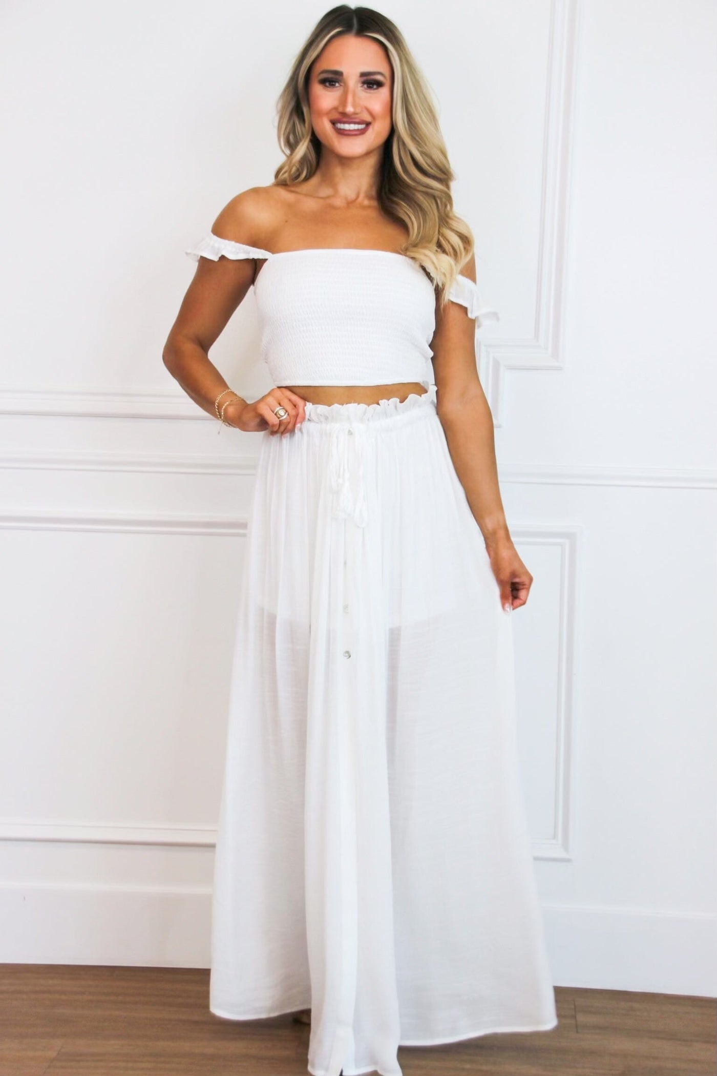 Summer Coasting Two Piece Set: White - Bella and Bloom Boutique