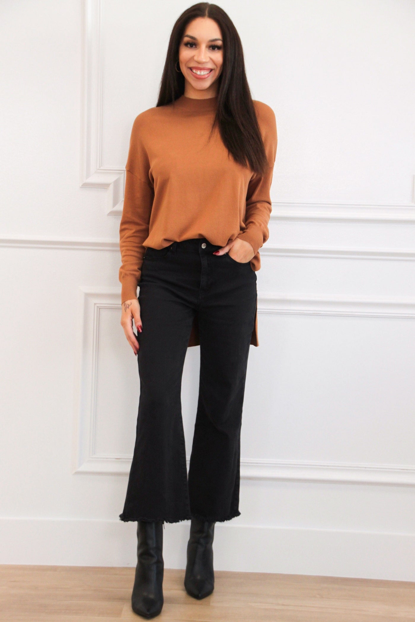 Comfort Crush Oversized Sweater: Camel Bottoms Bella and Bloom Boutique 