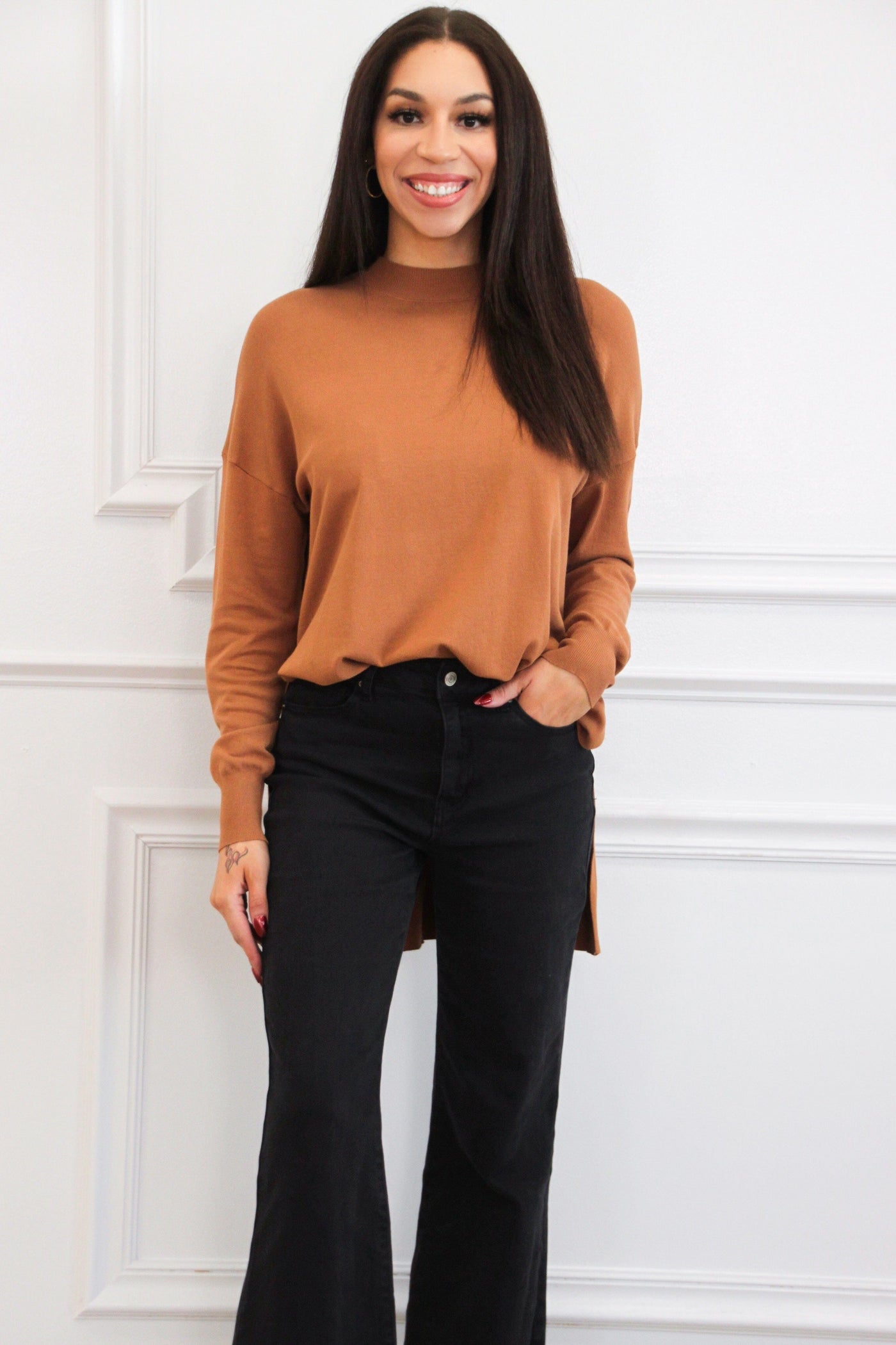 Comfort Crush Oversized Sweater: Camel Bottoms Bella and Bloom Boutique 